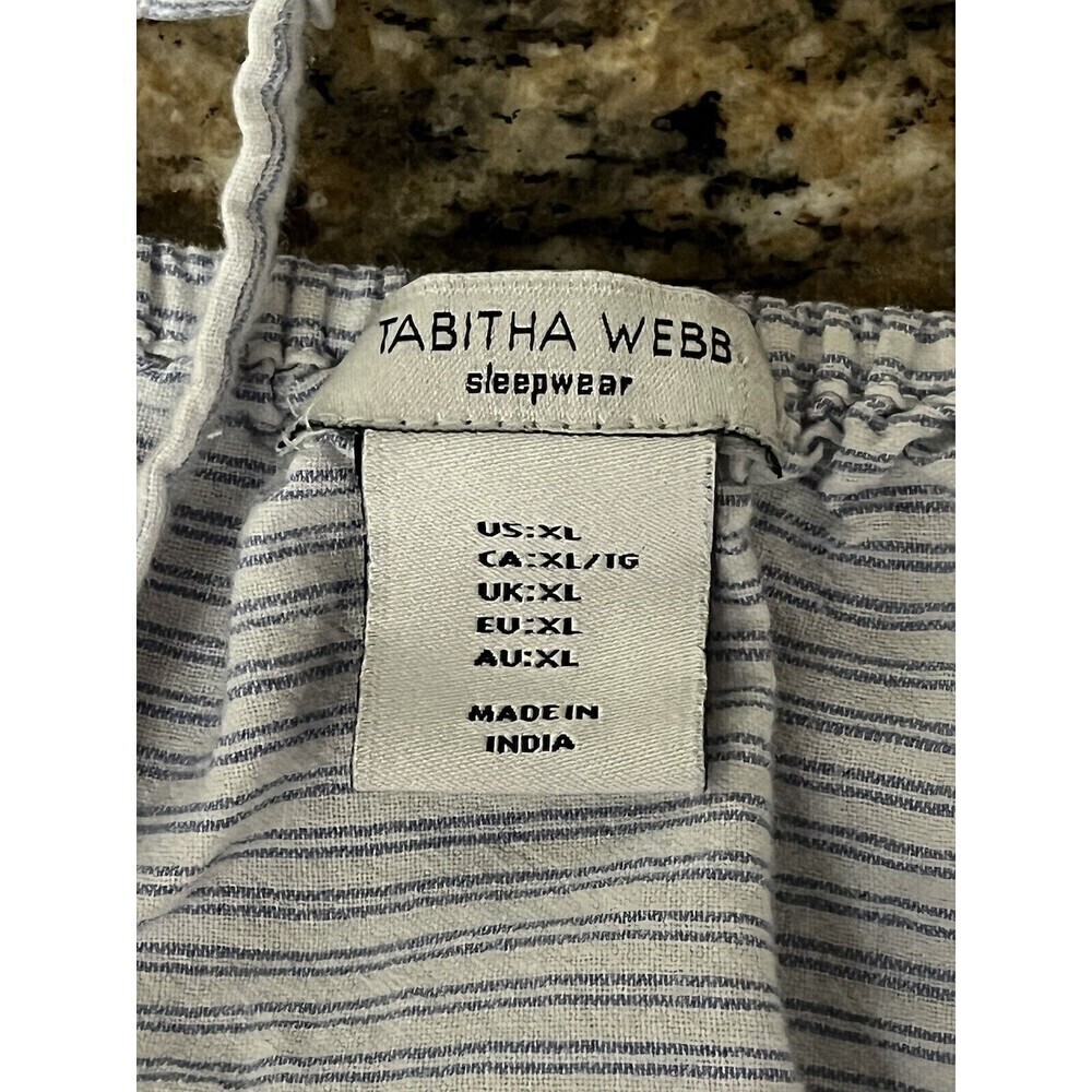 Tabitha Webb Sleepwear Blue Striped Cotton Lace Hem Cami XL Womens Sleeveless - Picture 7 of 8